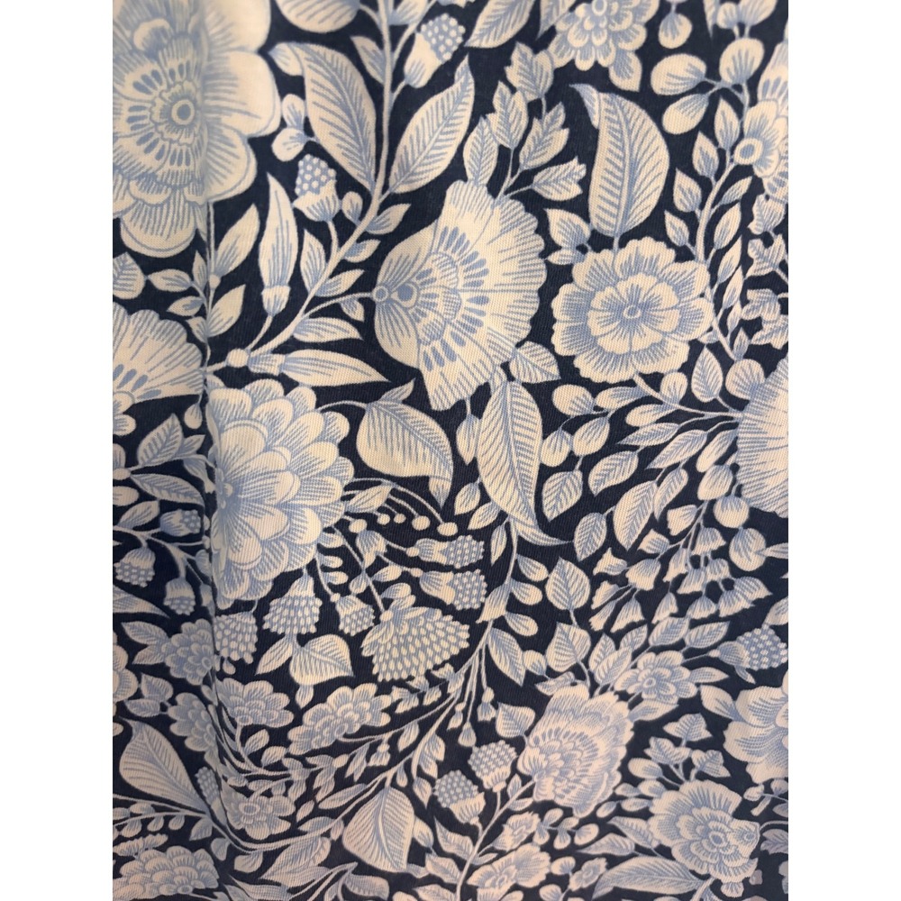 Talbots Petites Navy Blue Floral Print Pima Cotton Tie Sleeve Top Size SP - Picture 4 of 7